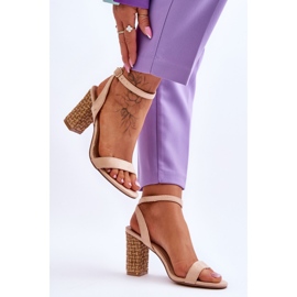 Sandales En Daim Sur Un Talon Selila Beige Tressé 4