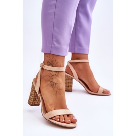 Sandales En Daim Sur Un Talon Selila Beige Tressé 2