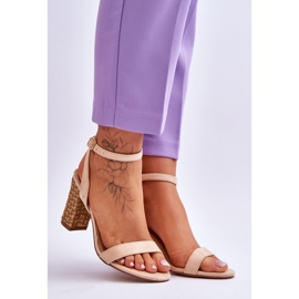 Sandales En Daim Sur Un Talon Selila Beige Tressé 7