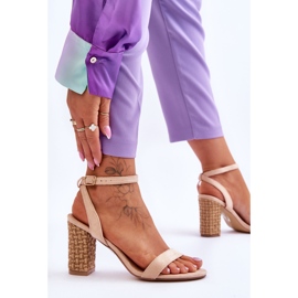 Sandales En Daim Sur Un Talon Selila Beige Tressé 3