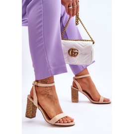 Sandales En Daim Sur Un Talon Selila Beige Tressé 5