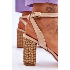 Sandales En Daim Sur Un Talon Selila Beige Tressé 6