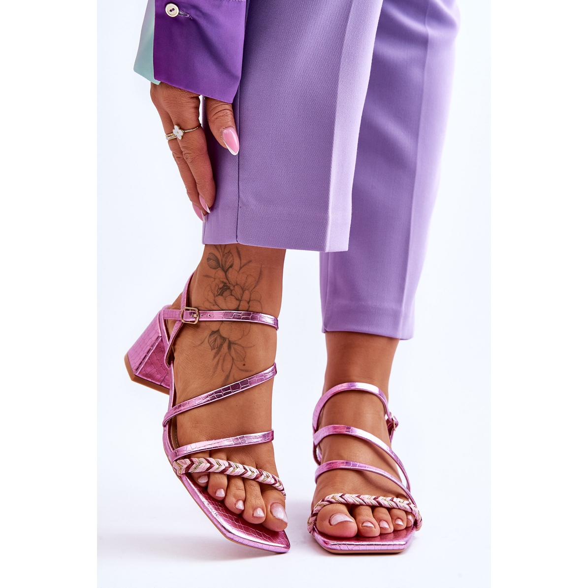 Sandales Motif Peau de Serpent pour Femme Violet Amorio