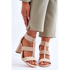 Sandales en cuir à talons hauts Marren beiges 1