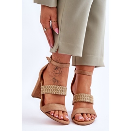 Sandales Daim Talon Tressé Camel Roselia brun 1