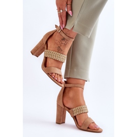 Sandales Daim Talon Tressé Camel Roselia brun 4