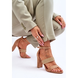 Sandales Daim Talon Tressé Camel Roselia brun 5