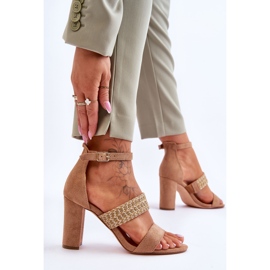 Sandales Daim Talon Tressé Camel Roselia brun 3