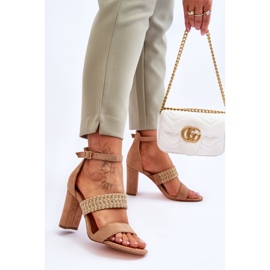 Sandales Daim Talon Tressé Camel Roselia brun 2