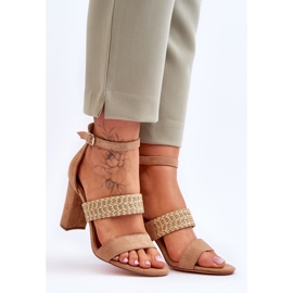 Sandales Daim Talon Tressé Camel Roselia brun 6