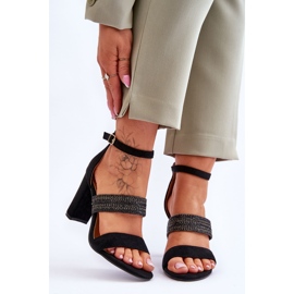 Sandales Daim Talon Tressé Noir Roselia le noir 1
