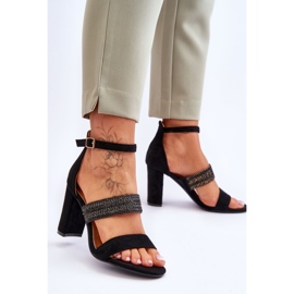 Sandales Daim Talon Tressé Noir Roselia 2