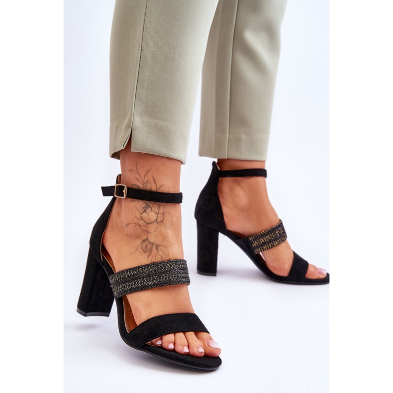 Sandales Daim Talon Tressé Noir Roselia le noir 2