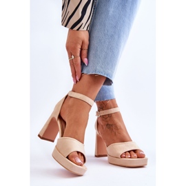 Sandales à Plateforme Classiques en Daim Beige Classy 2