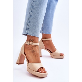 Sandales à Plateforme Classiques en Daim Beige Classy 3