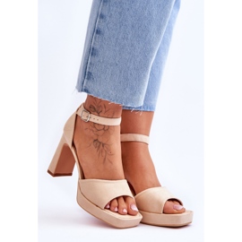 Sandales à Plateforme Classiques en Daim Beige Classy 7