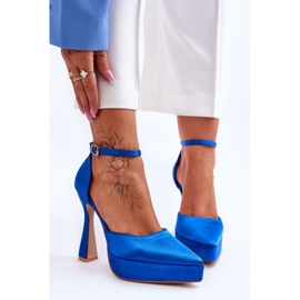 Escarpins à la mode sur un talon haut plus large Blue Madness bleu 1