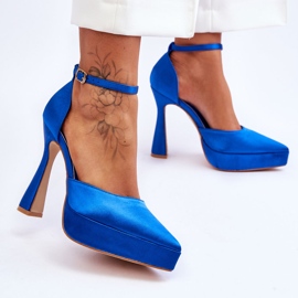 Escarpins à la mode sur un talon haut plus large Blue Madness bleu 2