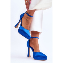 Escarpins à la mode sur un talon haut plus large Blue Madness bleu 3