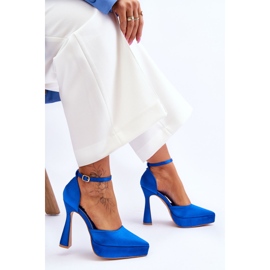 Escarpins à la mode sur un talon haut plus large Blue Madness bleu 6