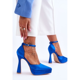Escarpins à la mode sur un talon haut plus large Blue Madness bleu 4