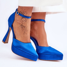 Escarpins à la mode sur un talon haut plus large Blue Madness bleu 7