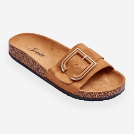 Chaussons compensés Festil en daim camel pour femmes brun 2