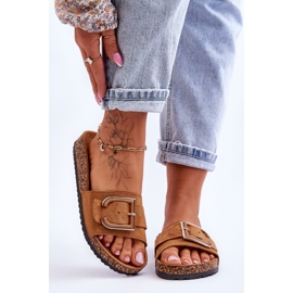 Chaussons compensés Festil en daim camel pour femmes brun 5