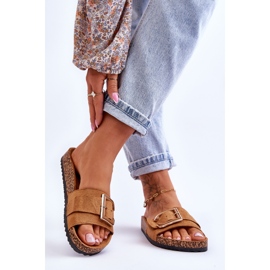 Chaussons compensés Festil en daim camel pour femmes brun 6