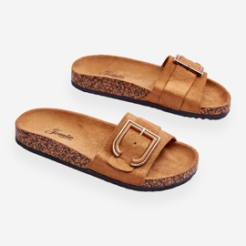 Chaussons compensés Festil en daim camel pour femmes brun 3