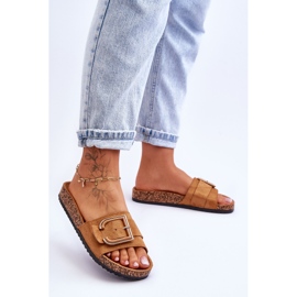 Chaussons compensés Festil en daim camel pour femmes brun 7