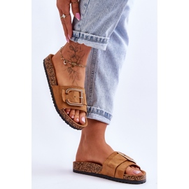 Chaussons compensés Festil en daim camel pour femmes brun 9