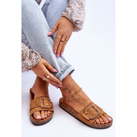 Chaussons compensés Festil en daim camel pour femmes brun 1
