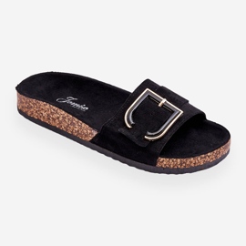 Chaussons à plateforme en daim pour femme Noir Festil 2