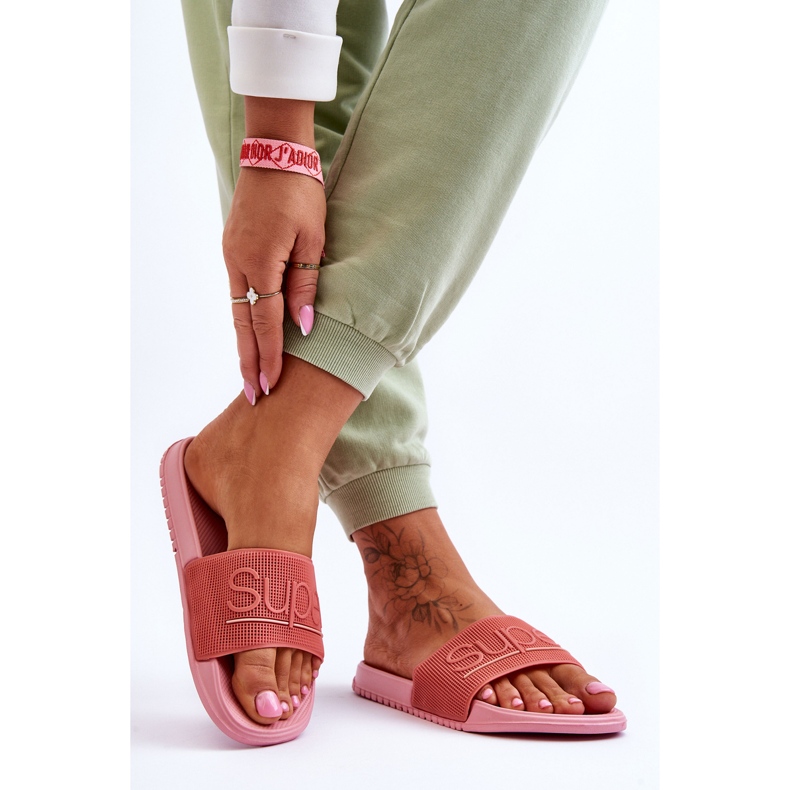 Chaussons Femme Légers Avec Inscription Joyeux Rose 2 Chaussons Femme Légers Avec Inscription Joyeux Rose 2