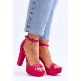 Sandales en daim confortables sur un talon haut Fuchsia Essence rose 6