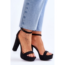 Sandales confortables en daim sur un talon haut Black Essence le noir 8