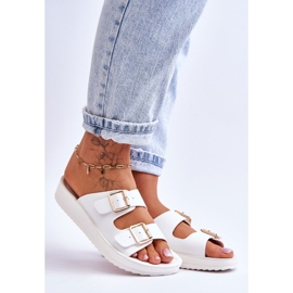 Chaussons Plateformes Pour Femmes À Rayures Blanc Clever 1