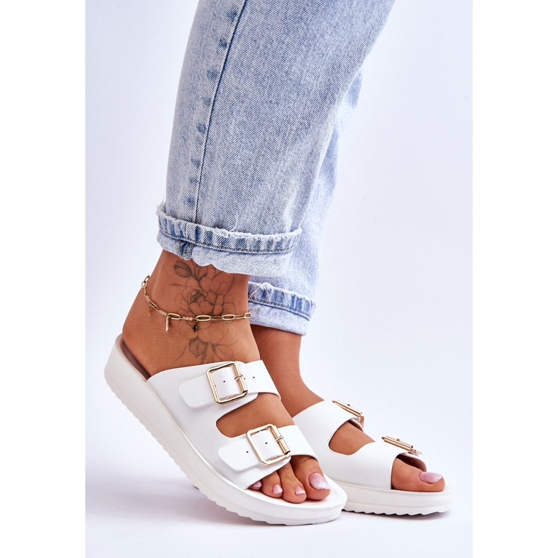 Chaussons Plateformes Pour Femmes À Rayures Blanc Clever 1
