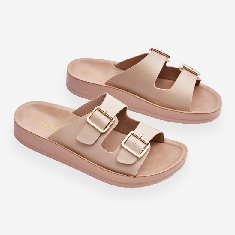 Sandales à plateforme pour femmes à rayures Beige Clever 1