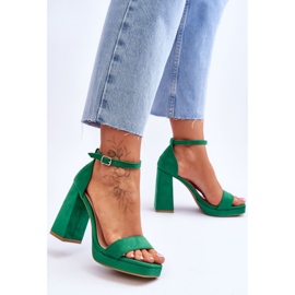 Sandales à talons carrés en daim vert Merila à la mode 2