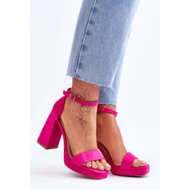 Sandales en daim à talons carrés Fuchsia Merila à la mode rose 7