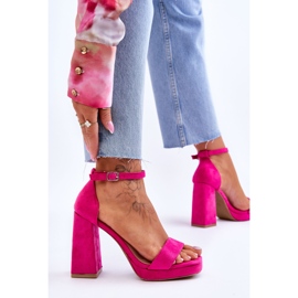 Sandales en daim à talons carrés Fuchsia Merila à la mode rose 5