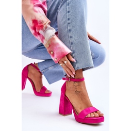 Sandales en daim à talons carrés Fuchsia Merila à la mode rose 6