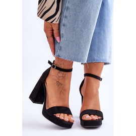 Sandales en daim à la mode avec un talon carré, merila noir le noir 1