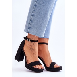 Sandales en daim à la mode avec un talon carré, merila noir le noir 8
