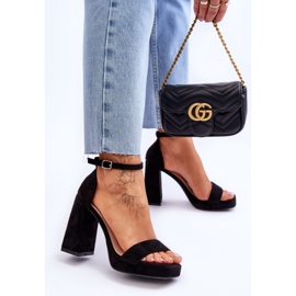 Sandales en daim à la mode avec un talon carré, merila noir le noir 3