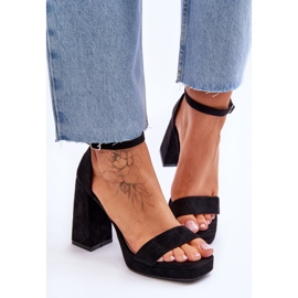 Sandales en daim à la mode avec un talon carré, merila noir le noir 6