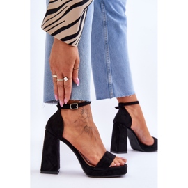 Sandales en daim à la mode avec un talon carré, merila noir le noir 5