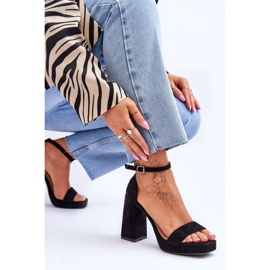 Sandales en daim à la mode avec un talon carré, merila noir le noir 7